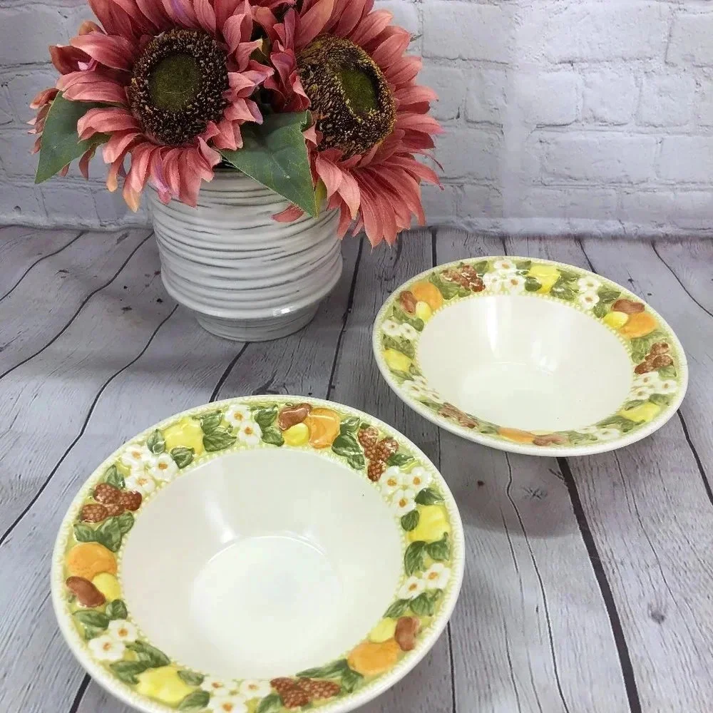 Rim Cereal Bowl Della Robbia by METLOX - POPPYTRAIL - VERNON set of 2
